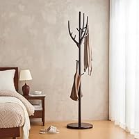 Uniclinens Coat Rack Freestanding Solid Wood Coat Tree Standing with 12 Hooks, Coat Rack Stand Creative Tree Branch-look (Dark Walnut)