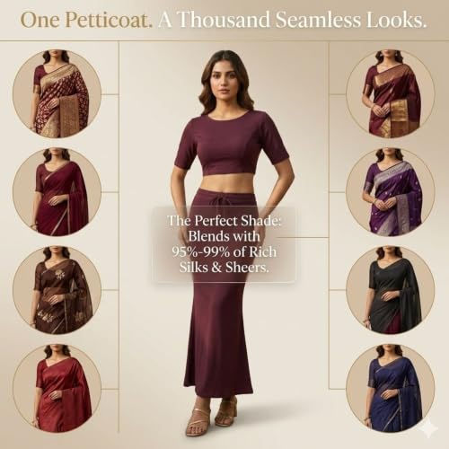 Image of Women's Saree Shapewear - Slim Fit Stretchable Petticoat for Sarees | Comfortable Waistband | Body Shaping Underskirt