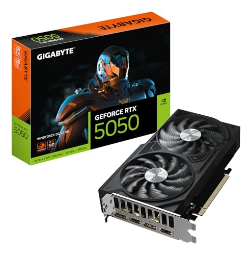 GIGABYTE GeForce RTX 5050 WINDFORCE OC V2 8G Carte Graphique - 8GB GDDR6, 128bit, PCI-E 5.0, 2572MHz Fréquence du cœur, 2 x DP, 2 x HDMI, NVIDIA DLSS 4, GV-N5050WF2OCV2-8GD