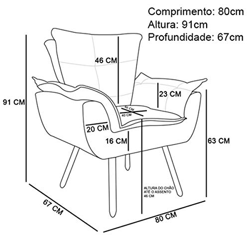 Kit 2 Poltronas Opala Decorativa - West Mastic (Cinza)