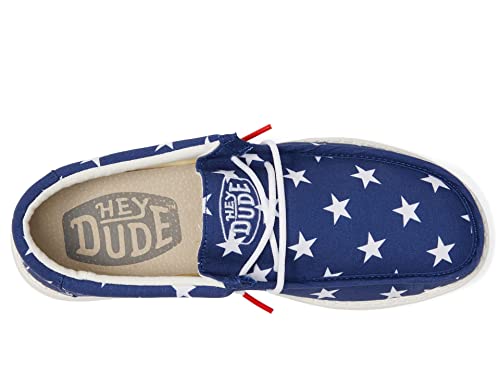 Image of HEYDUDE Men's Wally Patriotic Slip On Shoe | Lightweight Canvas Loafers with No Tie Laces