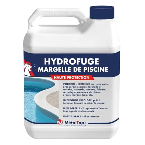 Metaltop Hydrofuge Margelle De Piscine - 5 L Protection invisible pour support poreux : pierre, béton, terre cuite et béton pressé