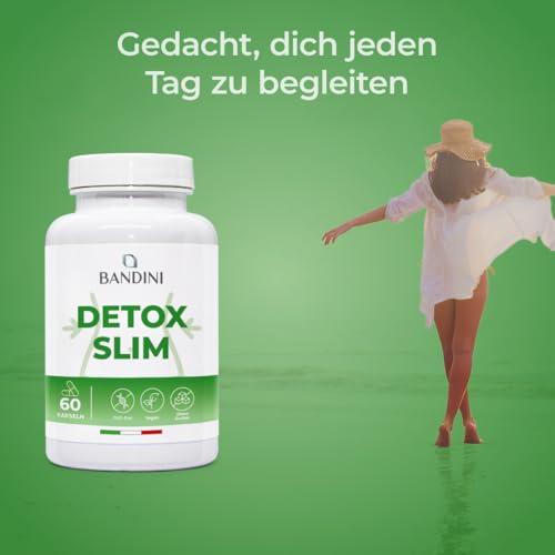 Bandini® DETOX SLIM 60 vegane Kapseln | Antioxidativ, natürliche Darmreinigung | Bioverfügbar und Hochdosiert Pflanzenextraktkomplex mit Bromelain, Löwenzahn, Pilosella, Birke