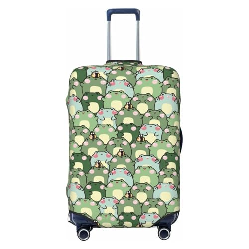 Cute Frog Print Luggage Cover For Suitcase,Washable Elastic Travel Suitcase Protector With Zipper Closure And Bottom Buckle – Fits 18-32