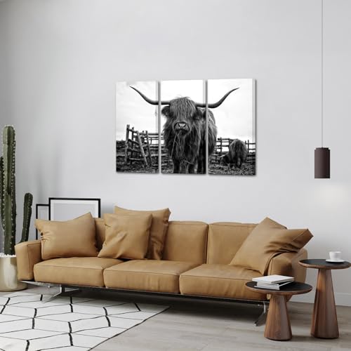 Nachi-Wall-3-Piece-Animal-Canvas-Wall-Art-Black-and-White-Highland-Cow-Pictures-Longhorn-Cattle-Wall-Painting-Prints-Contemporary-Artwork-Living-Room-Farmhouse-Decorations Nachi Wall 3 Piece Animal Canvas Wall Art Black and White Highland Cow Pictures Longhorn Cattle Wall Painting Prints Contemporary Artwork Living Room Farmhouse Decorations