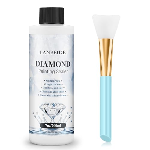 Retailio Diamond Painting Sealer 200ML with Silicone Brush, 5D Diamond Painting Glue Sealer Permanent Hold & Shine Effect Conserver for Jigsaw Puzzles