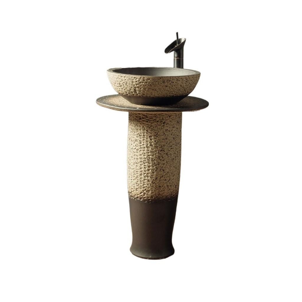 Garden Balcony Floor-Standing Wash Basin Outdoor Courtyard Ceramic Column Bathroom Bowl Sink