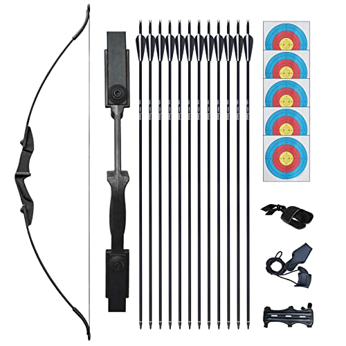 EinMAIQi Takedown Recurvebogen Pfeil und Bogen Set für Erwachsene Einsteiger Bogenschießen Jagd Schießen Kit Links Rechte Hand 30lb 40lb Schwarz (30lb) Cover
