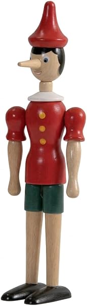 Marionetta in legno, Pinocchio, Disney, burattino, snodabile, artigianale, multicolore (30 cm) - 1