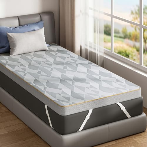 PERLECARE Firm Mattress Topper Twin 3 Hard Mattress Topper for Pressure Relief Mattress Pad with Cooling Bamboo Cover High Density Memory Foam Removable & Washable