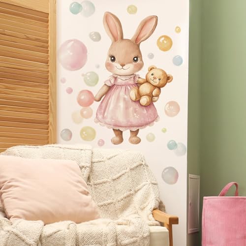 Vinilo decorativo conejo con oso para cuarto infantil miniatura 6