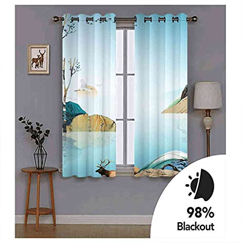 Rideau thermique isolant et phonique en polyester bleu pour chambre