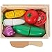 UKCOCO Giocattoli da Taglio per Bambini: Giocattoli da Taglio Alimentari in Legno con Scatola di Immagazzinaggio Bambini Fingere di Giocare a Frutta Giocattoli da Cucina Cucina Tagliata