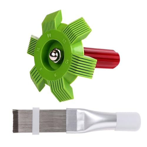 Juego de 2 cepillos y peine de limpieza de aletas de condensador de aire acondicionado, limpiador de aletas, alisador de aletas, kit de limpieza de bobinas de refrigeración, mantenimiento, evaporador