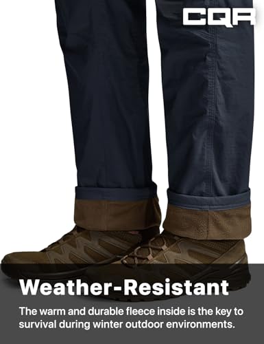 Image of CQR Men's Winter Fleece Lined Pants, Water-Resistant Outdoor Stretch Work Pants, Windproof Casual Pants with Pockets