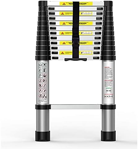 Suwinus 12.5 FT Aluminum Telescoping Ladder Collapsible Extension Ladder with Traceless Alu Tube Design Spring Loaded Locking Mechanism for Outdoor Indoor Use 330 Pound Capacity