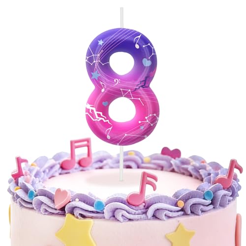 Image of Pink Purple Number 8 Birthday Candles, Cartoon Themed Cupcake Toppers for Boys Girls Cake Decorations, Cake Toppers, Birthday Decorations Party Supplies, Number Candles for Party Decor