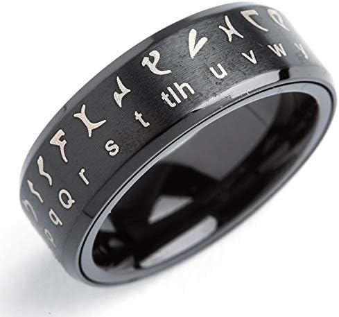 Klingon Language Translator Ring Black Size 06