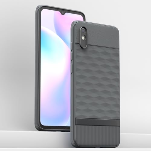 Image of Pikkme Back Cover for Redmi 9A / 9i / 9A Sport Camera Protection 3D Hexa Cube Design Silicone Protective Bumper Case (Grey)