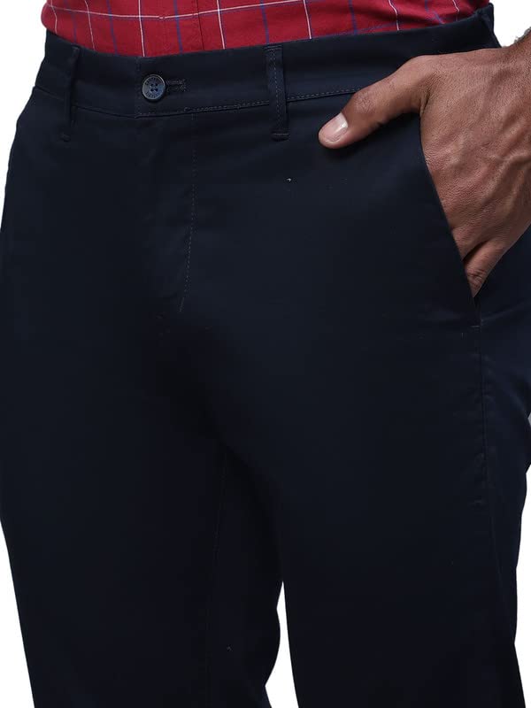 Image of Cantabil Black Solid Non Pleated Regular Fit Mid Rise Formal Trouser for Men | Formal Pants for Men | Formal Wear Regular Fit Trouser for Men (P MTRC00102)