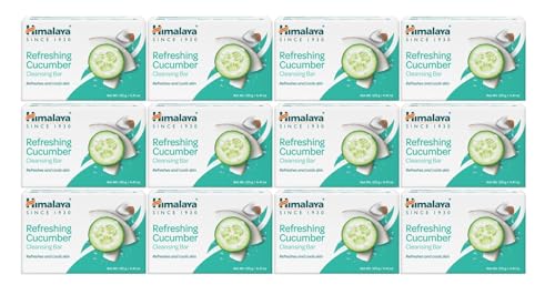 Image of Himalaya Refreshing Cucumber Cleansing Bar Soap, Cucumber Soap Bars for Face and Body, Face Soap Bar, Face Wash Bar, Bath Soaps, Soft Skin, Refreshes and Cools Skin, 4.41 oz, 12 Pack