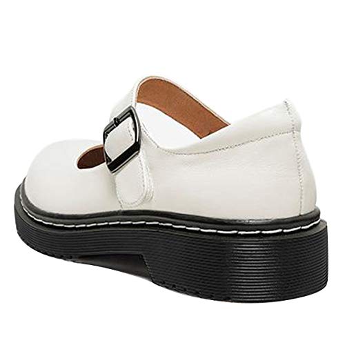 Image of YDN Women Classic Round Closed Toe Mary Jane Flats Platform Adjustable Single Ankle Strap Buckle Comfy Cute Pump Leather Patry Cosplay Girls Dress Shoe Size 4-16