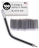 Diochey Creations Flexible Safety Pens 100 Pack of Pens For Mental Health, Mental Health Hospital, Jail, and Prison Super Bendable with Black Ink | 3.8 Inches Safe & Flexible for Hospitals (100 Pack)