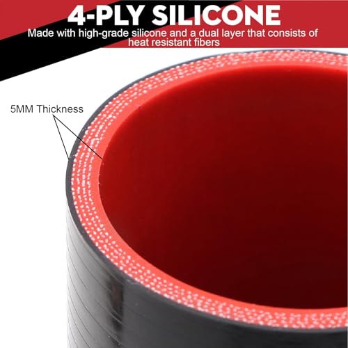 Image of 3 1 /2inch(89mm) Silicone Coupler Straight Hose Rubber 4-Ply 5mm Thickness 12inch Length for Intake Exhaust Pipe Intercooler Coolant Turbo Tube 3.5x8 With 2 PCS Stainless Steel T-clamps