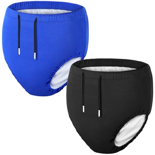 Glitopper 2 Pcs Youth Swim Diaper Special Needs Reusable Cloth Diaper Covers Waterproof Incontinence for Swimming Unisex(Black Blue 6-8t)