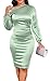 Women's Fall Off Shoulder Bodycon Pencil Midi Dresses Formal Long Sleeve Elegant Cocktail Party Wedding Maxi Dresses(Sage,XXL)