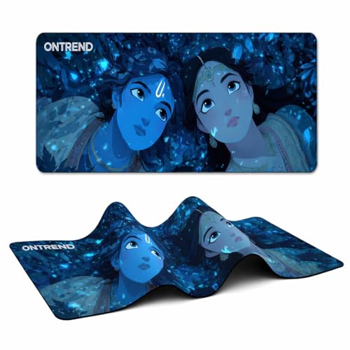 Image of ON TREND Extended Gaming Mouse Pad, Large Desk Mat with Non-Slip Rubber Base, Smooth Control Surface, 23 x 11 Inch (Radhe-Krishna)