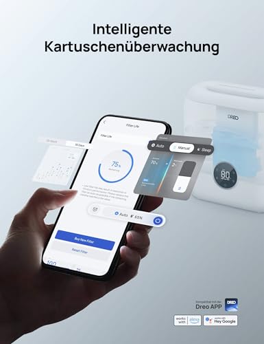 Dreo Entmineralisierungskartusche 3er-Pack für Luftbefeuchter, kompatibel mit Dreo Luftbefeuchtern HM311/311S/306/524S, verhindert Mineralablagerungen, filtert hartes Wasser, beseitigt weißen Staub – Ansicht 5