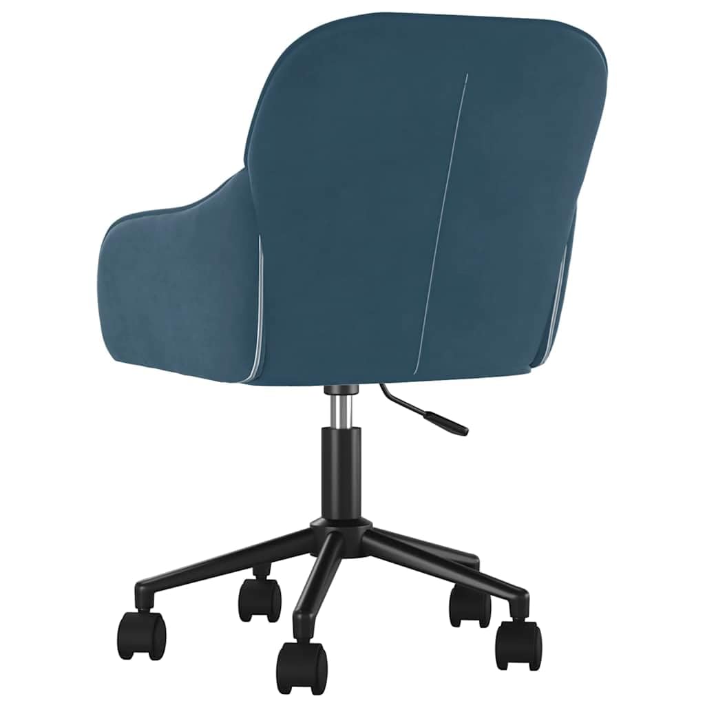 Krzesło biurowe obrotowe, niebieskie, aksamitne z podłokietnikami i oparciem, regulacja wysokości, kółka 360 stopni, ergonomiczne krzesło robocze do domowego biura i biura