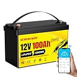12V 100Ah LiFePO4 Lithium Battery, Bluetooth & Low Temp Protection, Up to 15000 Cycles, 100A BMS, Group 31 Lithium Battery for Trolling Motors, Marine, Boat, Solar