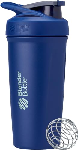 Image of BlenderBottle Sport Shaker Cup Insulated Stainless Steel Water Bottle with Wire Whisk, 24-Ounce, Full Color Blue