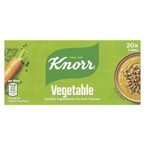 Knorr Vegetable Stock Cubes gluten-free to add a rich flavour to vegetable-based and vegetarian meals 20x 10 g