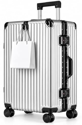 It'Go Aluminium Rahmen Koffer Groß L (65L) Hartschalenkoffer Gepäck mit 4 Rollen Handgepäck Reisekoffer Koffer&Trolleys Silber