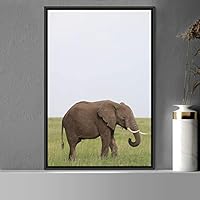 Framed Canvas Wall Art Elephants Animals Dramatic Elephants Farmhouse/Country Living Room Multicolor Photography - 16x24 inches