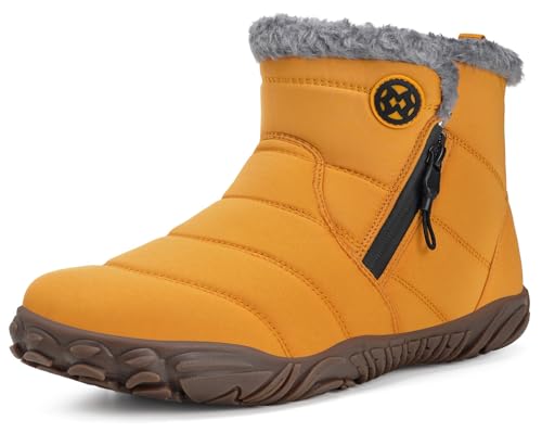 Barefoot Botas Hombre Mujer Invierno Cálido Botines de Nieve Cómodas Minimalista Zapatos para Zero Drop Soles, Amarillo, 39 EU