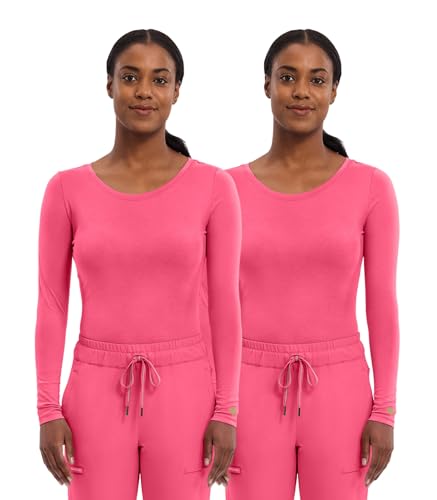 Image of Healing Hands Underscrub Long Sleeve Women Knits Scrub Tops | Soft Cotton Blend Knit, Breathable Stretch Comfort, Machine Wash, Easy Care Fabric, Ideal For Layering Under Scrubs