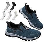 Orthopaedic Shoes Men's Slip On Walking Shoes with Arch Support, Lightweight Outdoor Shoes, Hiking Work Trainers Shoes (Dark Blue,9)