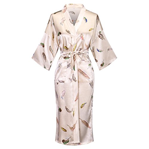 Valennia Floral Pattern Kimono Robe Long Bathrobe For Women