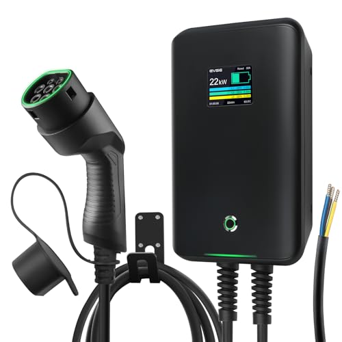 Wallbox 22 kW scatola di ricarica per veicoli elettrici (32 A trifase) Stazione di ricarica per veicoli elettrici, tipo 2, cavo di alimentazione trifase da 6 metri, adatta per uso interno ed esterno