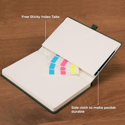 Image of AHGXG Graph Grid Paper Notebook, 192 Pages, A5 Medium Size (5.7'' x 8.3'') | 5 Squares per Inch, Leather Hardcover, 100 GSM Thick Paper, for School, Students, Math, Engineering (Dark green)
