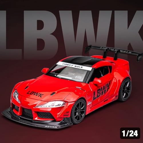 Image of 1:24 Supra Toy Diecast Metal Model Car for Kids Light Sound Pullback Openable Door Toy Car for Boy, White