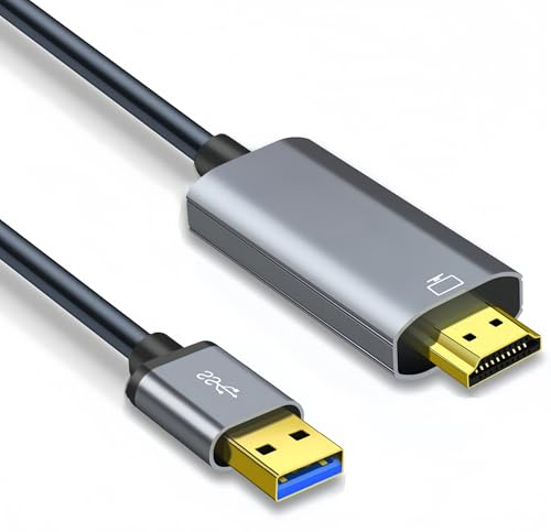 USB HDMI 変換ケーブル 2M ドライバー内蔵 usbディスプレイケーブル 5Gbps高速伝送 USB 3.0 (オス) -> HDMI (オス) HD 1080Pディスプレイケーブル 音声同期出力 対応 Windows XP/7/8/10 /11対