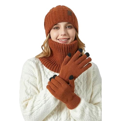 Ensemble écharpe bonnet gants unisexes et tactiles pour sports de plein air