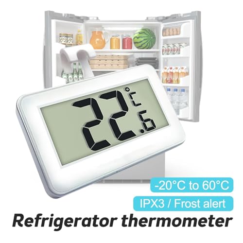 Termohigrometr Cyfrowy Termometr Do Lodówki/zamrażarki, Domowy Termometr, Miernik Wilgotności, Wodoodporny Wyświetlacz LCD IPX3, Bezprzewodowy I Wieszak(Black)
