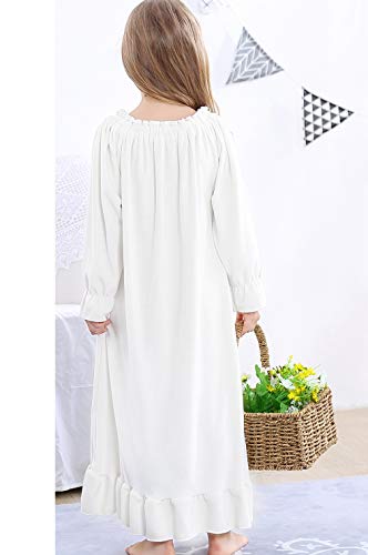 Girls Long Sleeves Nightgowns Vintage Soft Fleece Sleepwear Full Length Nightdress for Toddler Little Girls3