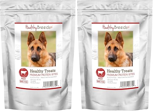 Image of Healthy Breeds German Shepherd Healthy Treats Premium Protein Bites - Low Fat Dog Treats - Beef is The 1st Ingredient - 10 oz (Pack of 2)
